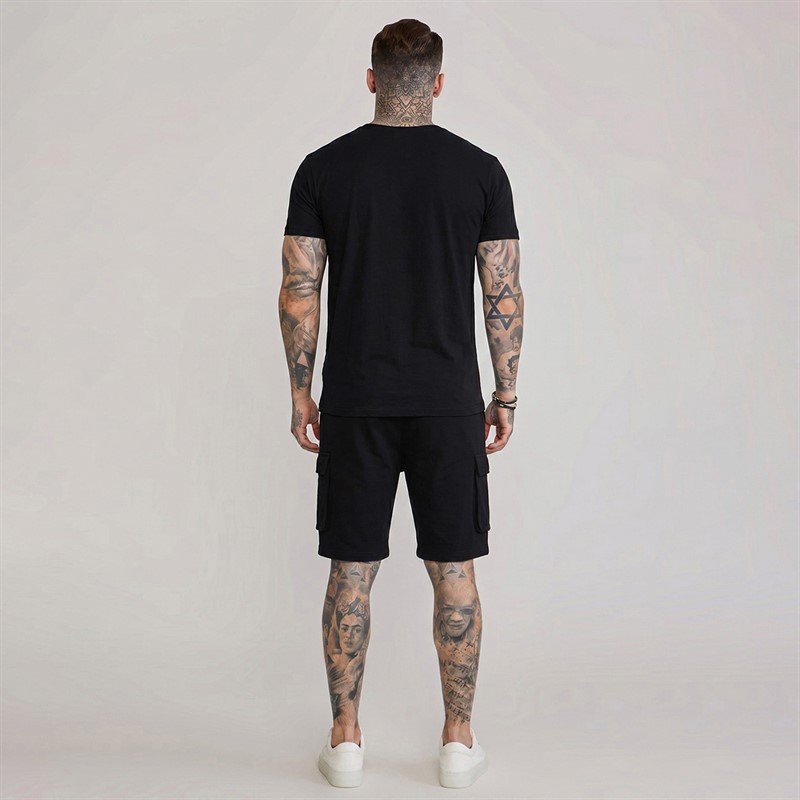 SikSilk Herre T-shirt Og Shorts Sæt Sort