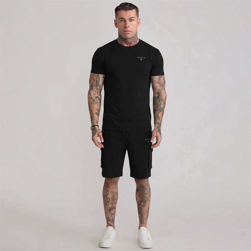 SikSilk Herre T-shirt Og Shorts Sæt Sort