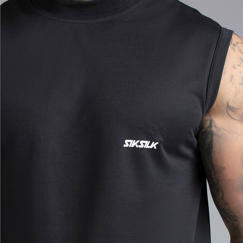 SikSilk Herre Ærmeløs T-shirt Sort