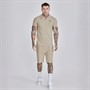 SikSilk Herre Poloskjorte Og Shorts Sæt Beige