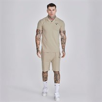 SikSilk Herre Poloskjorte Og Shorts Sæt Beige
