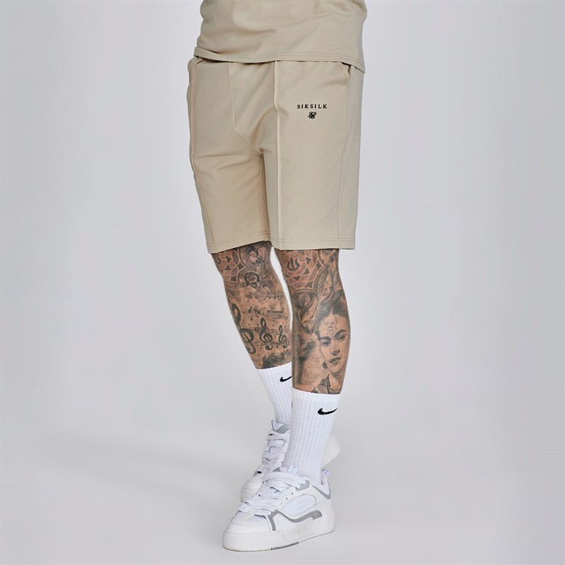 SikSilk Herre Poloskjorte Og Shorts Sæt Beige