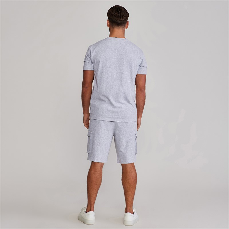SikSilk Mens T-Shirt And Shorts Set Grey Marl