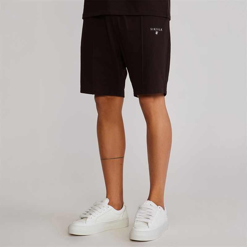 SikSilk Mens Polo Shirt And Shorts Set Brown