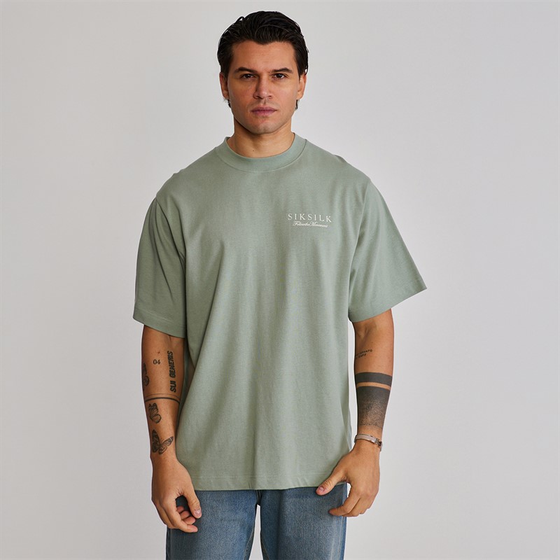 SikSilk Mens Graphic T-Shirt Green