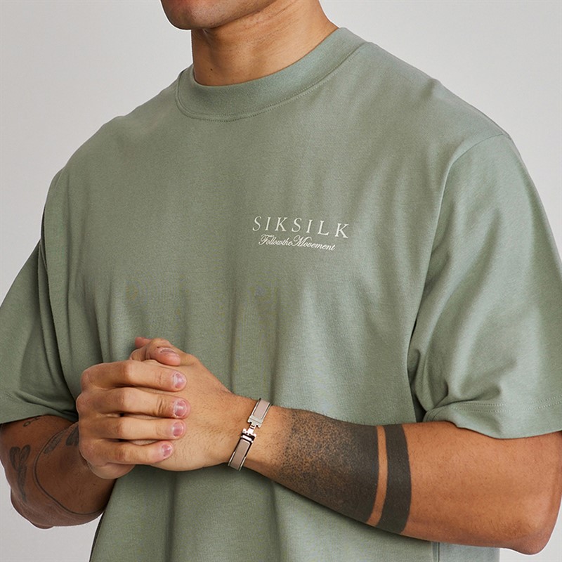 SikSilk Mens Graphic T-Shirt Green