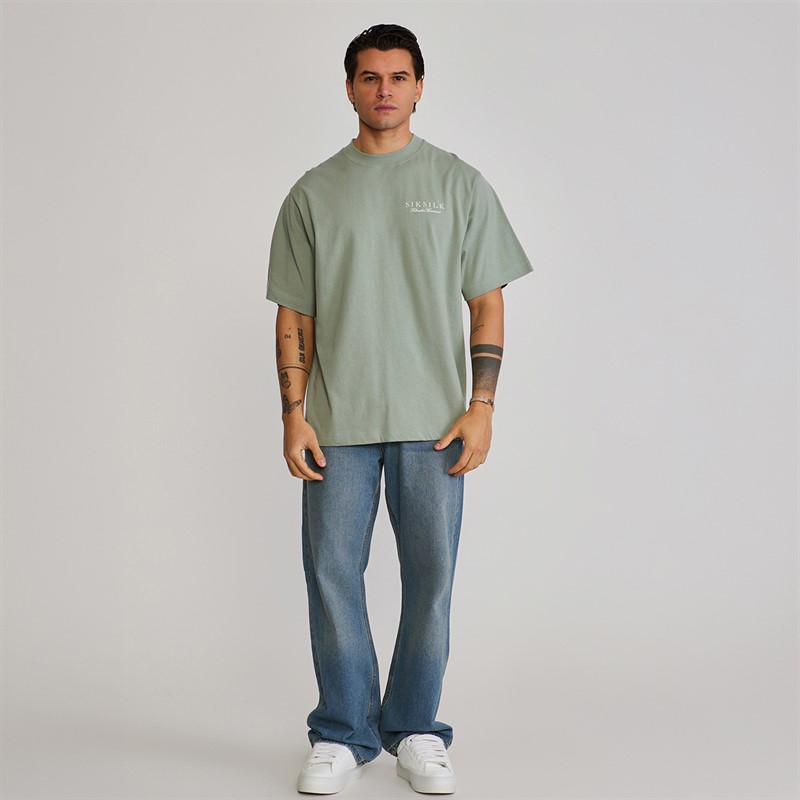 SikSilk Mens Graphic T-Shirt Green