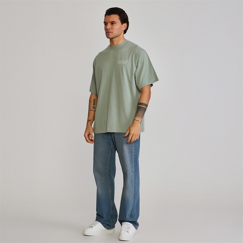 SikSilk Mens Graphic T-Shirt Green