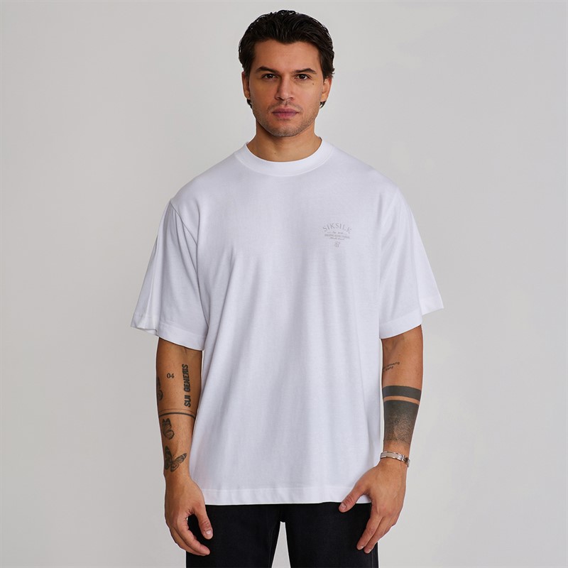 SikSilk Mens Graphic T-Shirt White