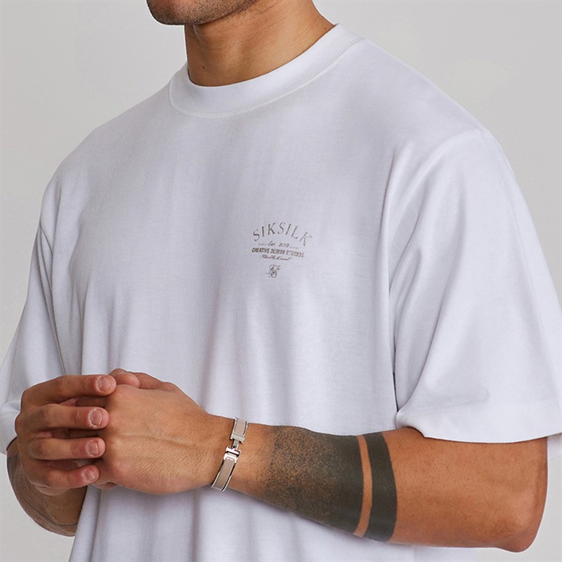 SikSilk Mens Graphic T-Shirt White