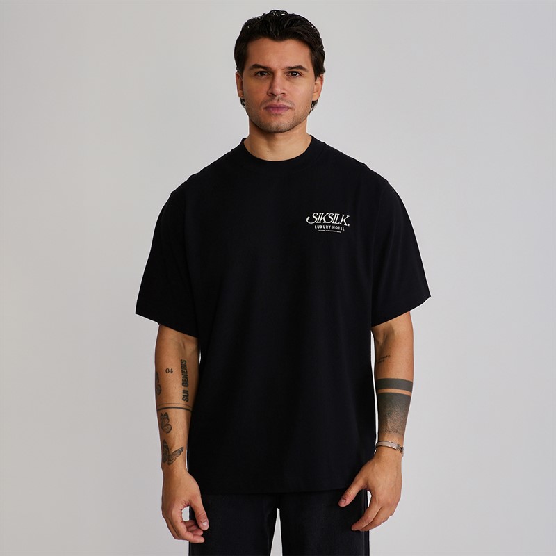 SikSilk Mens Graphic T-Shirt Black