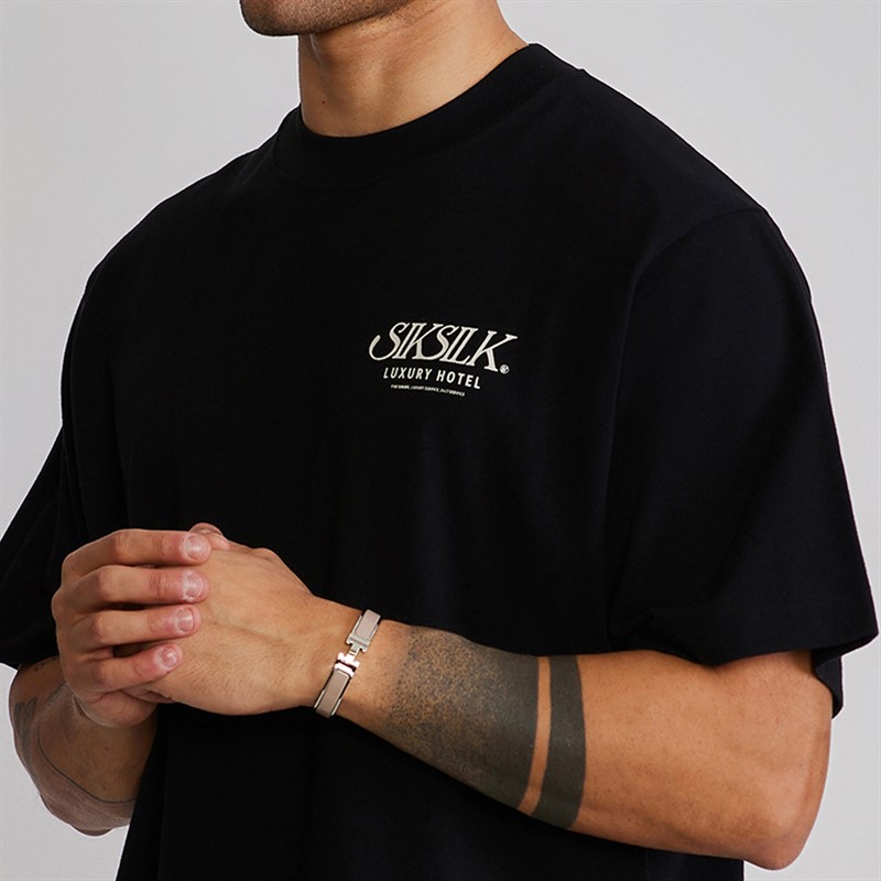 SikSilk Mens Graphic T-Shirt Black