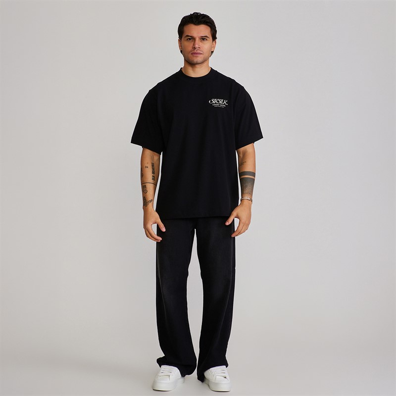 SikSilk Mens Graphic T-Shirt Black