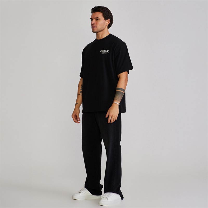 SikSilk Mens Graphic T-Shirt Black
