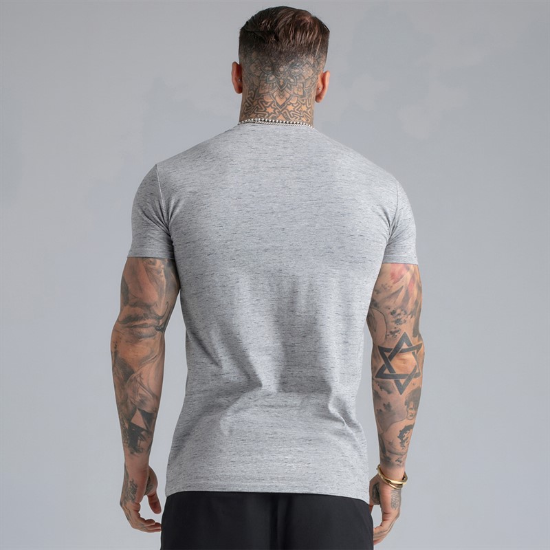 SikSilk Mens T-Shirt Grey Marl
