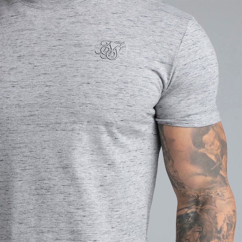 SikSilk Mens T-Shirt Grey Marl