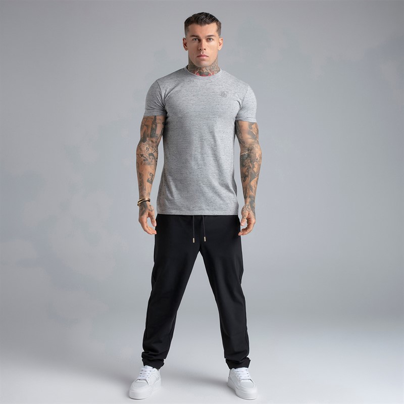 SikSilk Mens T-Shirt Grey Marl