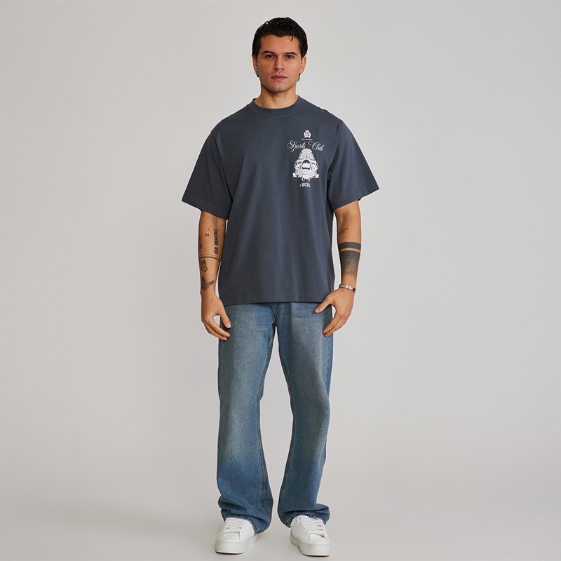 SikSilk Mens Graphic T-Shirt Grey