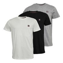 Vinson Heren Massimo Driepack T-shirts Tapshoe/Grijze Melange/Cloud Dancer