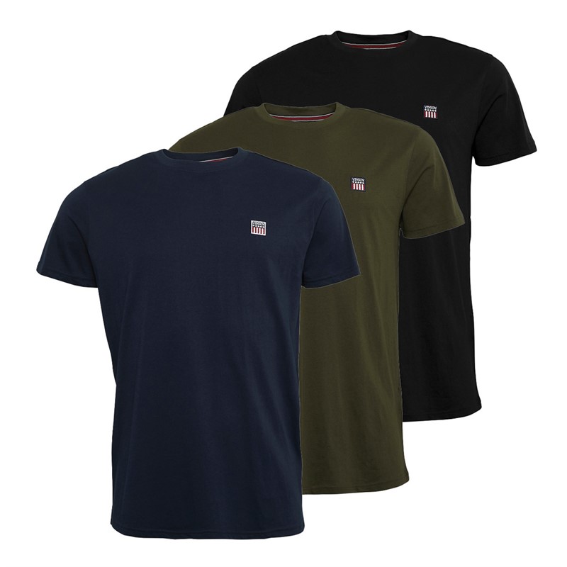 Vinson Herre Massimo 3-pak T-shirts Tap Sko/Mørk Safir/Skovnat