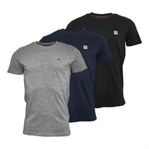 Vinson Herren Massimo Drei Pack T-Shirts Tap Schuh / Grau Mel / Dunkel Sap