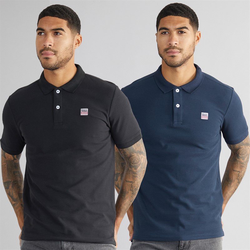 Vinson Heren Mike Set van 2 Polo Shirts Tap Shoe / Dark Sapphire - Maat 2XL