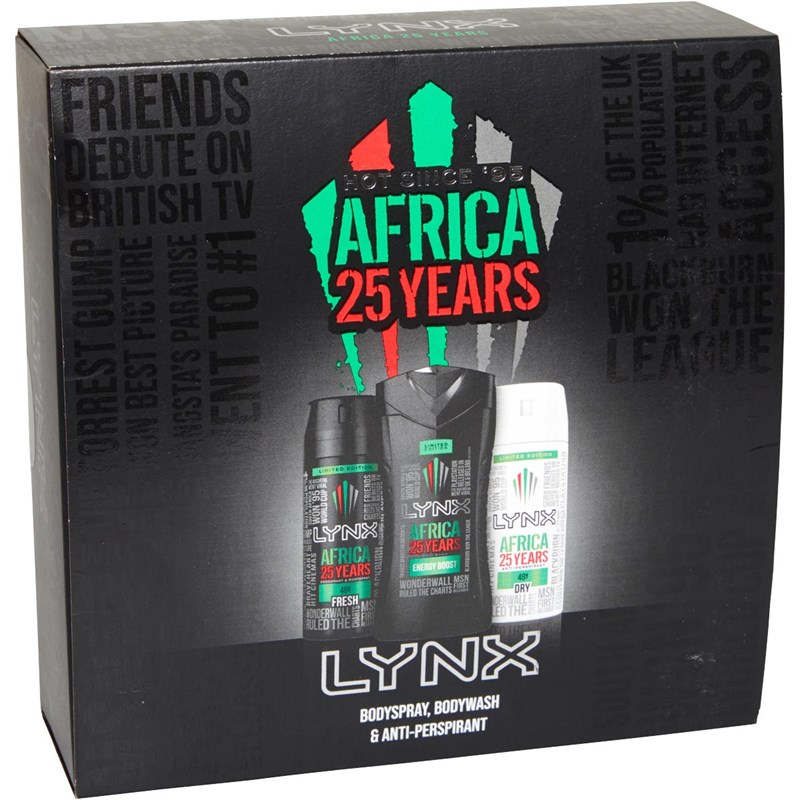 LYNX Ensemble Cadeau Africa 25 Years Trio Set Three Piece (250ml Shower Gel/150ml A/Pspray/150ml B/Spray & Speaker) Homme Multicolore