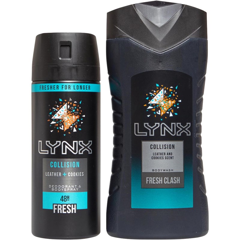 LYNX Ensemble Cadeau Collision & Cookies Duo Set Two Piece (250ml Shower Gel & 150ml Body Spray) Homme Noir