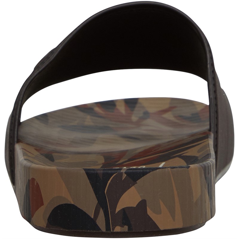 CARTAGO Mens Mar Print Sliders Brown Print