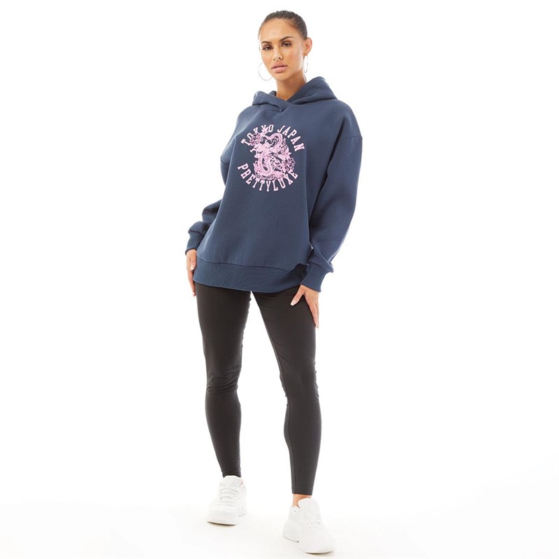 Prettyluxe Damskie Japan Bluza z Kapturem Granatowy