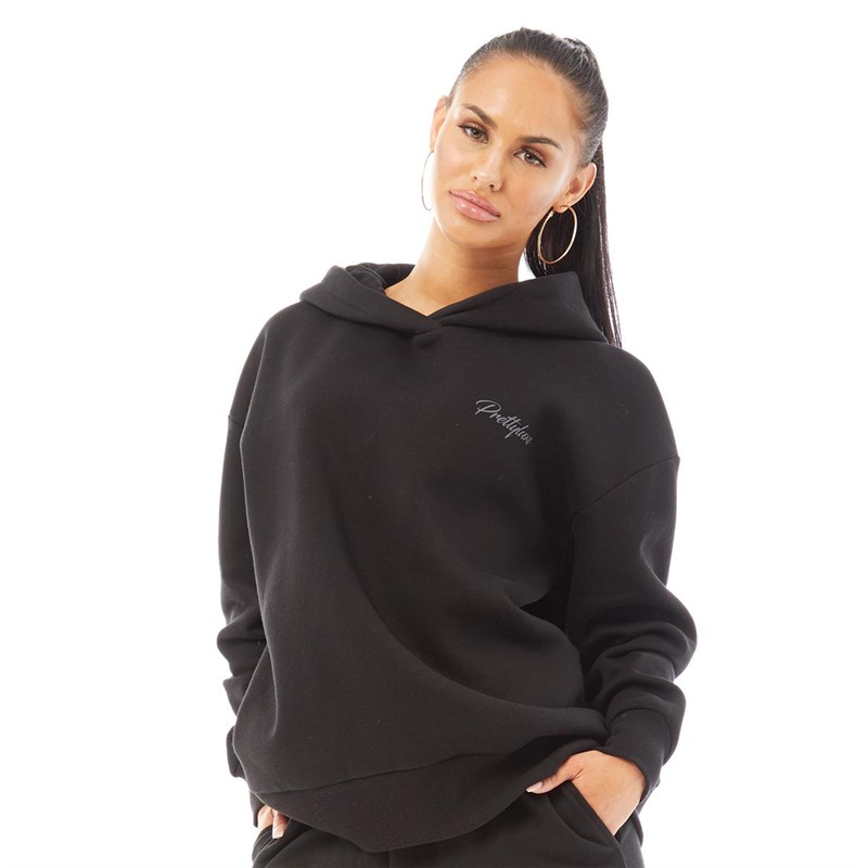 Buy Prettyluxe Womens Repeat Oversized Hoodie Black