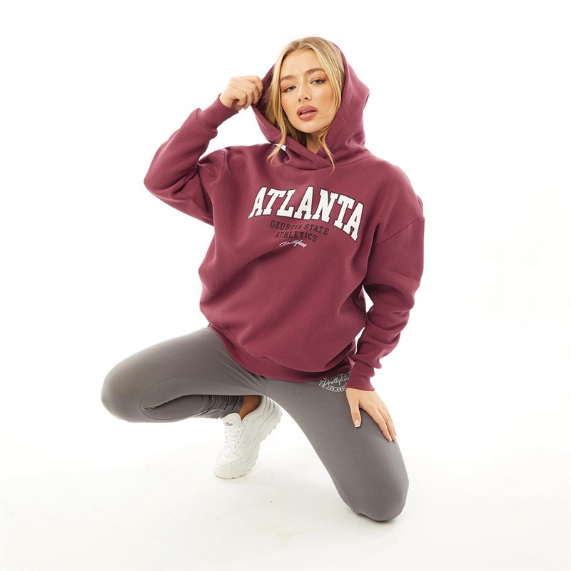 Pretty Luxe Womens Atlanta Oversized Hoodie Burgundy