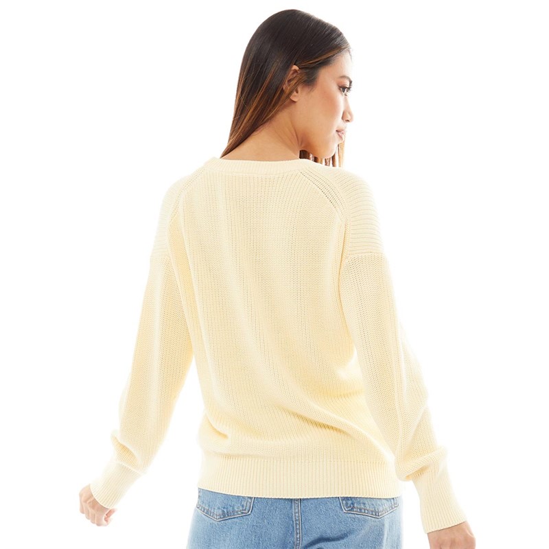JJXX Pull à Col Ras-du-Cou Mila Twist Femme Ecru