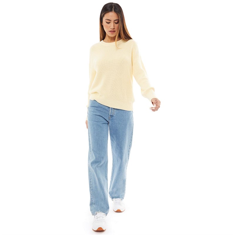 JJXX Pull à Col Ras-du-Cou Mila Twist Femme Ecru