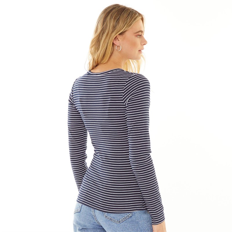JJXX Womens Freya Stripe Rib T-Shirt Navy Blazer
