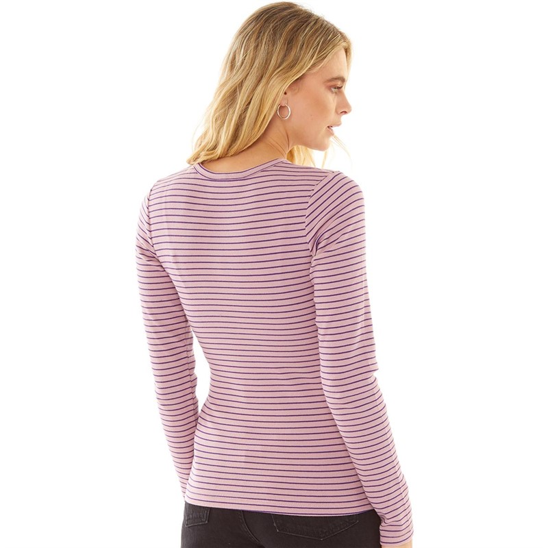 JJXX Womens Freya Stripe Rib T-Shirt Woodrose