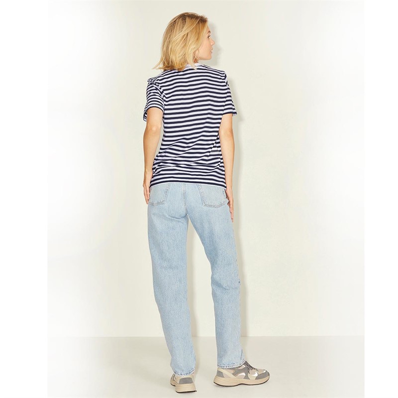 JJXX Womens Anna Regular Every Stripe T-Shirt Cloud Dancer/Navy