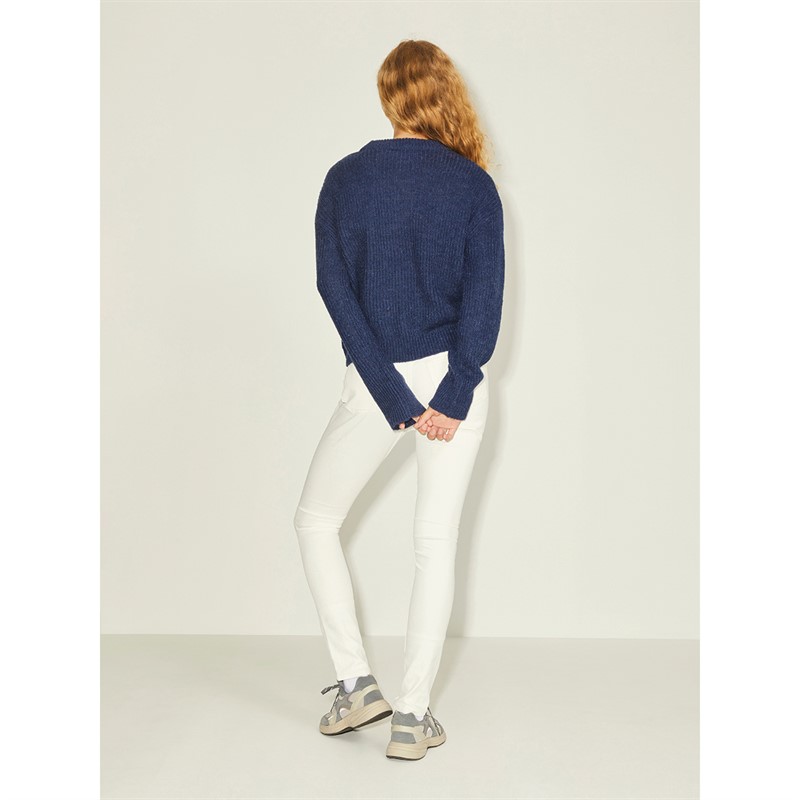 JJXX Womens Ember Fluffy Crew Neck Knitted Jumper Navy Blazer