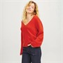 JJXX Womens Evi V-Neck Knit Jumper Fiery Red