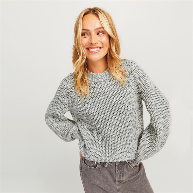 JJXX Damen Kelly Chunky Pullover Grau