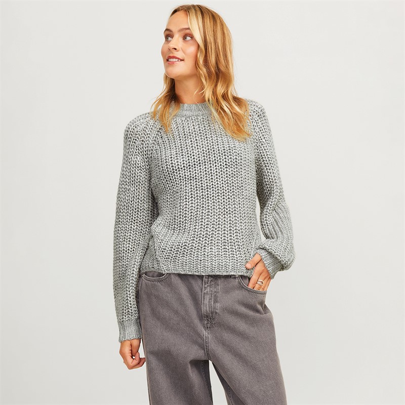 JJXX Damen Kelly Chunky Pullover Grau