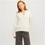 JJXX Damen Ariella Polokragen Strickpullover Knochenweiß