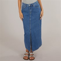 JJXX Dames Aura Lange Denim Rok Medium Blauw Denim