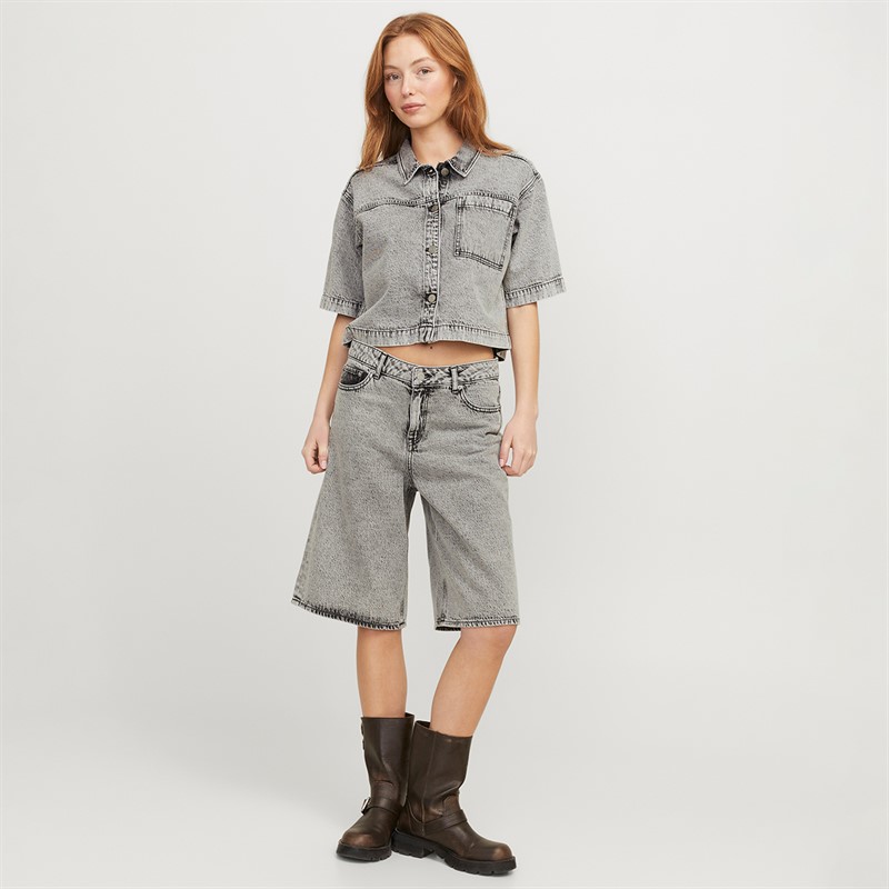JJXX Womens Aura Long Denim Jorts Light Grey Denim