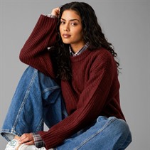 JJXX Pull en tricot Sigga col rond Femme Cabernet