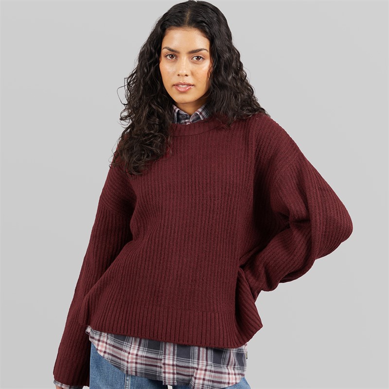 JJXX Pull en tricot Sigga col rond Femme Cabernet