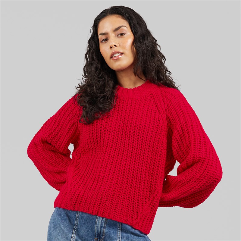 JJXX Womens Kelly Crew Neck Knitted Jumper Barberry