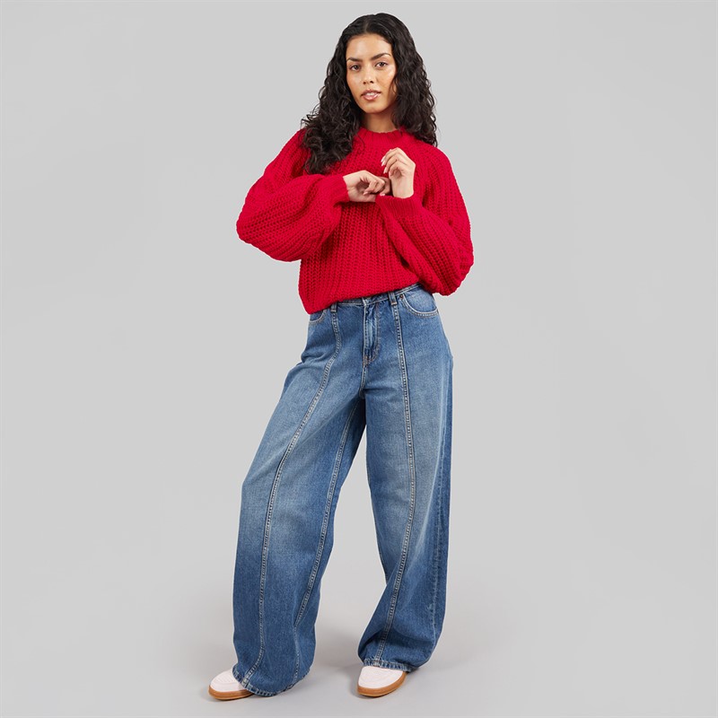 JJXX Womens Kelly Crew Neck Knitted Jumper Barberry