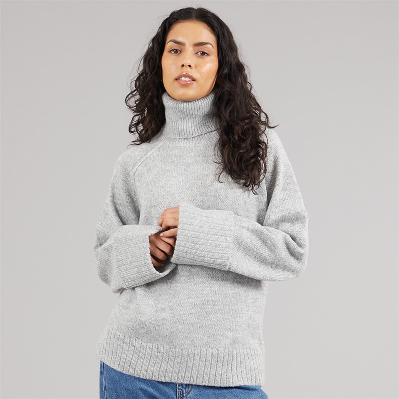 JJXX Womens Ellinora Roll Neck Knit Jumper Light Grey Melange