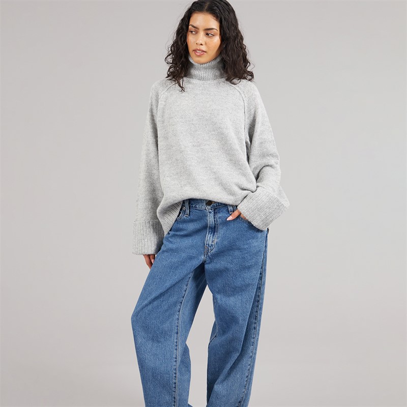 JJXX Womens Ellinora Roll Neck Knit Jumper Light Grey Melange